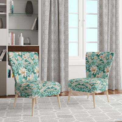 Chaise d'appoint rembourrée Bohemian Dream Emerald Dahlia