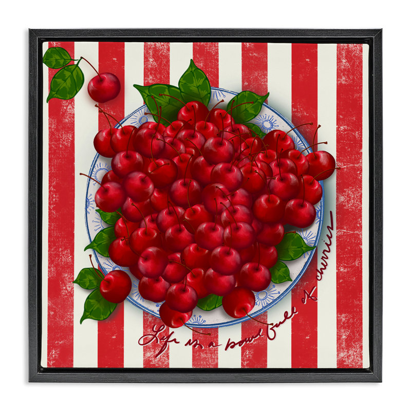 Cadre flottant Life Is Bowl of Cherries, design par Lori Mosley, H 25 po x l 25 po, Cadre flottant noir de jais