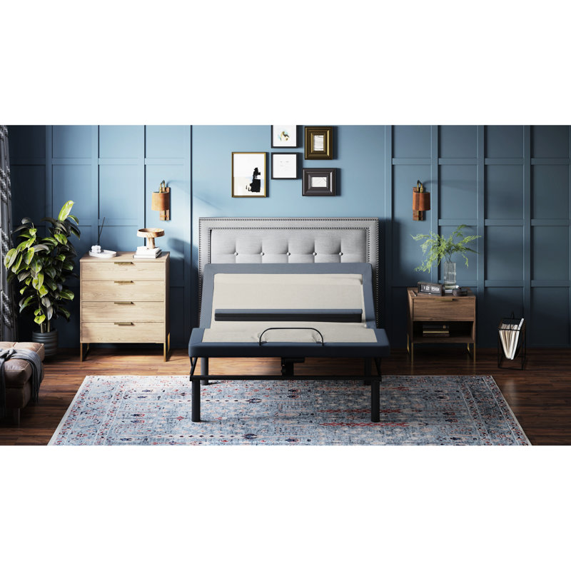 Sommier articulé Os65 : soutien lombaire, fonction anti-ronflement, sommier pliable Twin XL avec inclinaison tête/pieds, 3 modes, éclairage intégré et