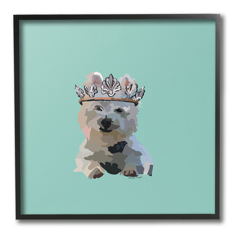 Westie Terrier avec couronne, estampe numérique par Amelia Noyes, Giclée encadrée noir minuit, H 24 po x l 24 po