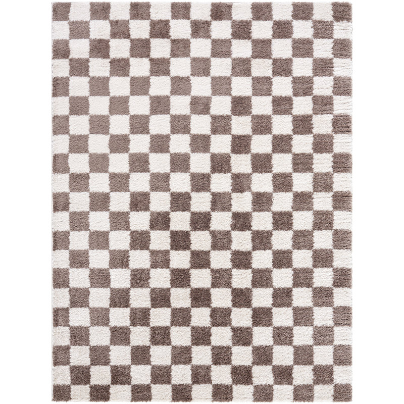 Machine Washable Shaggy Boho Dark Brown Area Rug, Rectangle 120 x 170cm
