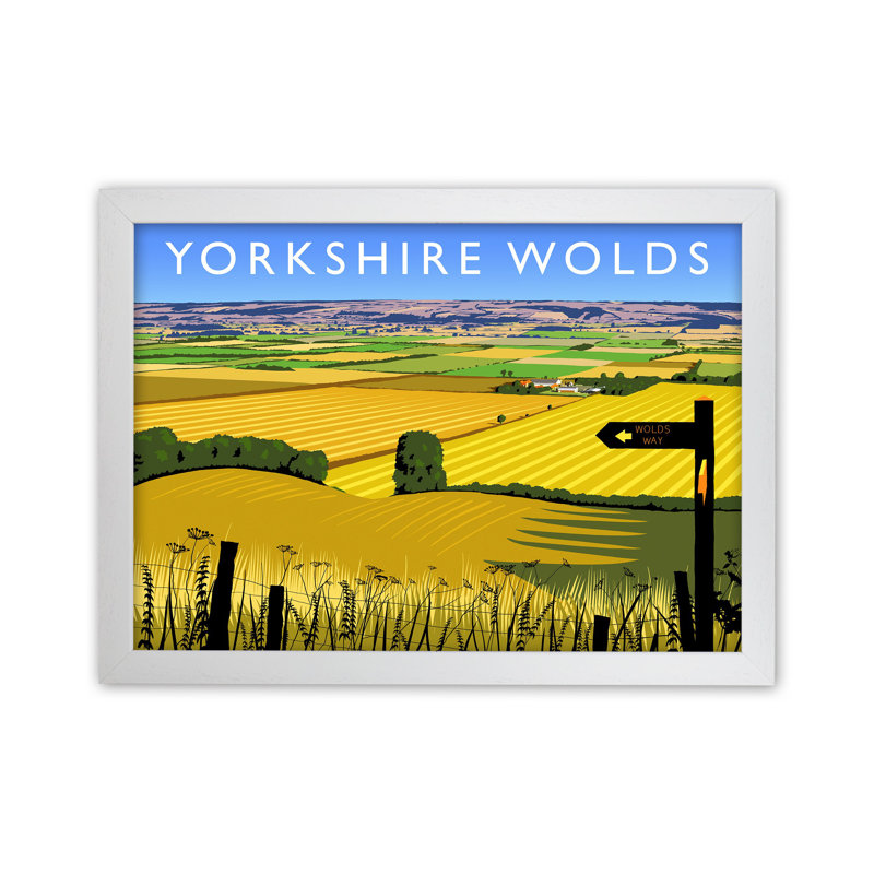 Yorkshire Wolds by Richard O'Neill - Print, White Framed, 24cm H x 34cm W x 3cm D