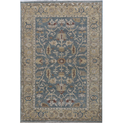 Ziegler Wool Oriental Area Rug in Blue/Beige/Green
