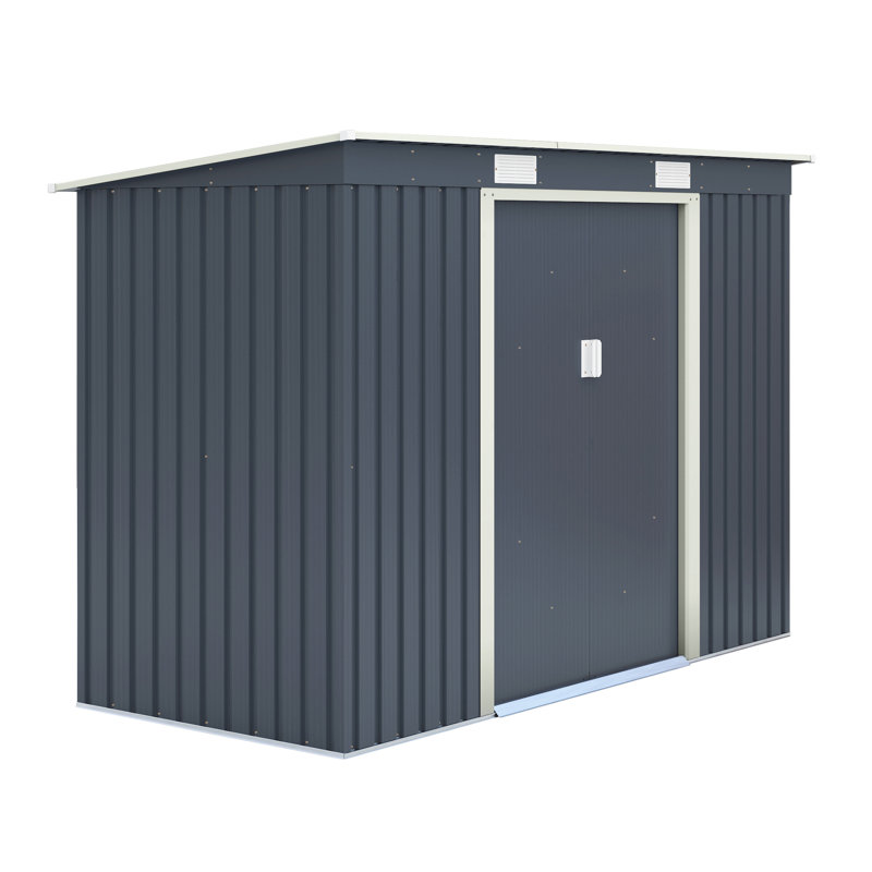 Trentvale 8X4 Metal Pent Shed Light Grey, Dark Grey