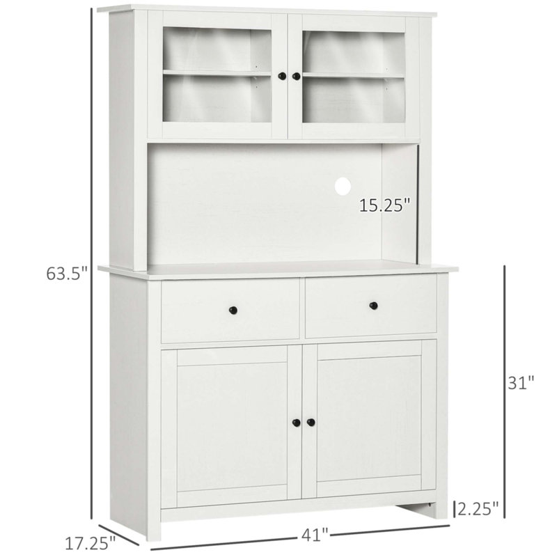 Buffet de cuisine 63,5 "avec huche, garde-manger avec 4 tablettes