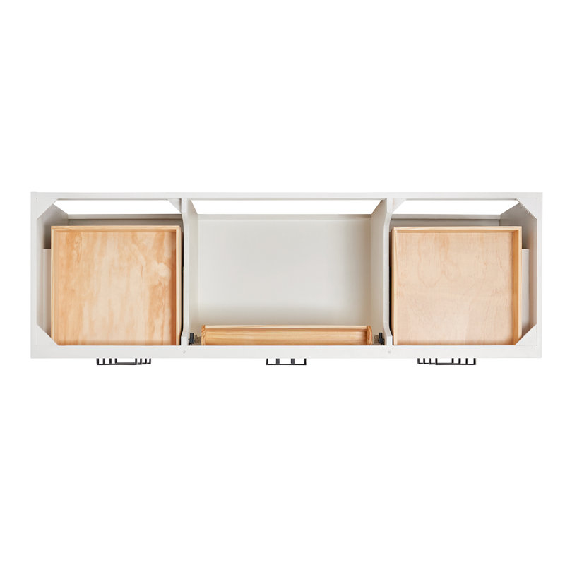 Tidworth 66'' Solid Wood Single Bathroom Vanity with 1.5'' Carrara Marble Top, Gray, Rectangular