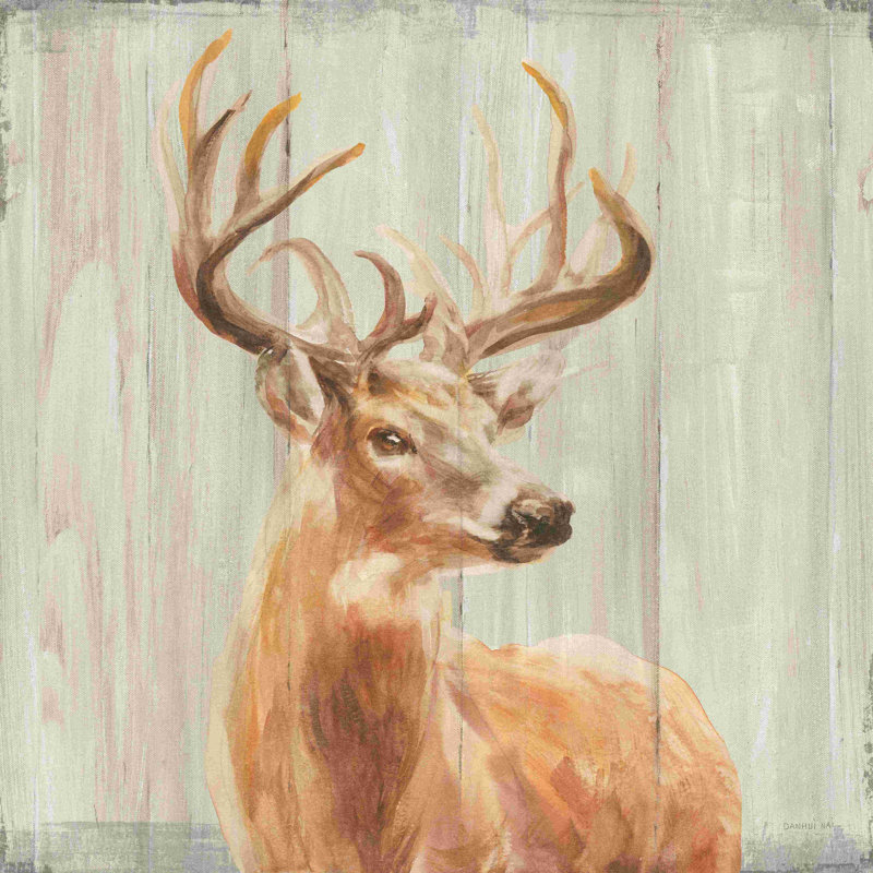 Woodland Holiday Stag - reproduction d'art sur toile tendue, H 12 po x l 12 po