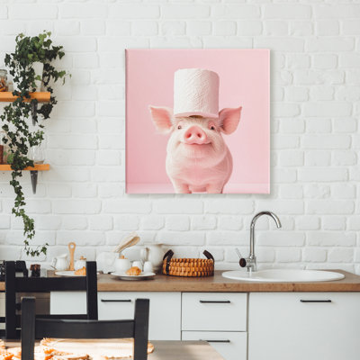Silly Piggy Pink Toilet Paper Canvas, design by Heidi Kuntz