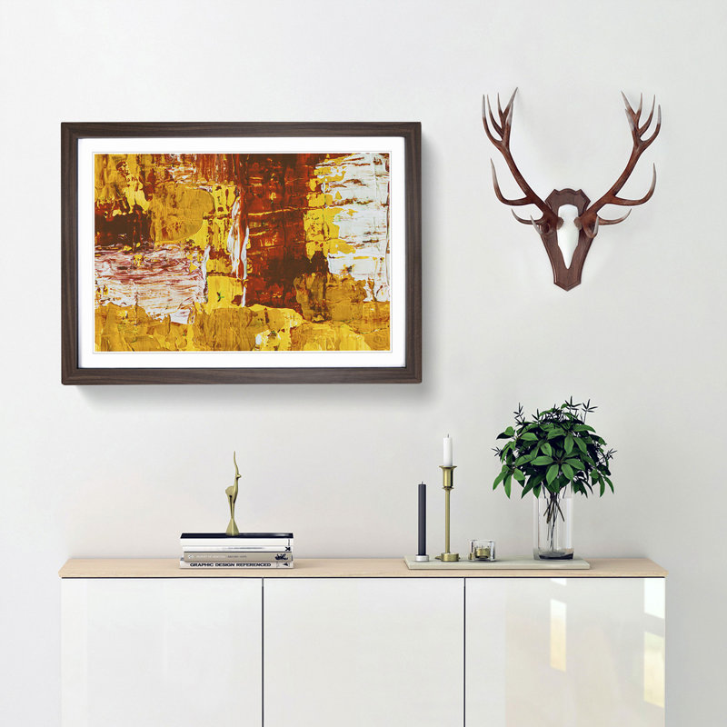 Abstract Art Painting Vol.205 by S.Johnson - Picture Frame Painting Print, 36cm H x 48cm W x 2cm D, Walnut Framed