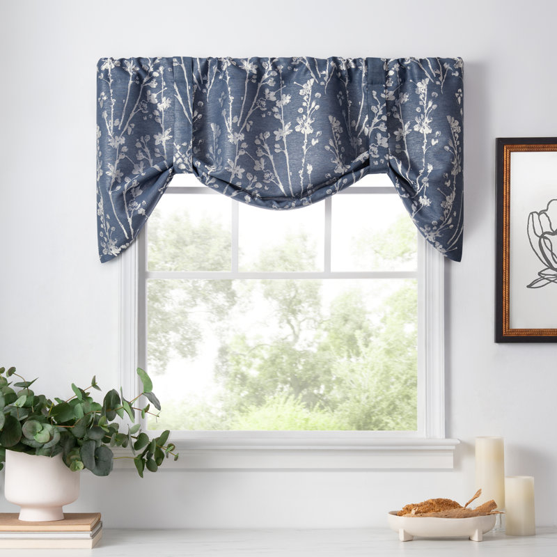 Mahtomedi Floral Tie-Up 50'' Window Valance, Cobalt