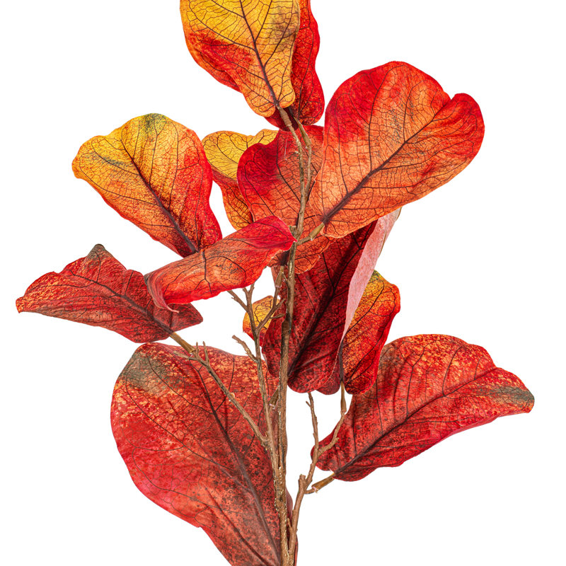 Vickerman 45" Orange Fiddle Leaf Spray. It measures 45 by 7 inches. It includes 2 pieces per bag.
