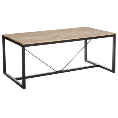 Teddy Acacia Solid Wood Top Metal Base Dining Table