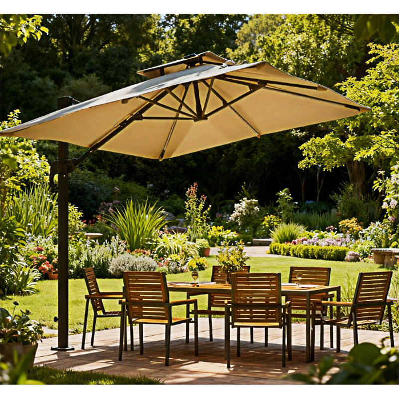 Parasol d'extérieur Parasol solaire en porte-à-faux à DEL