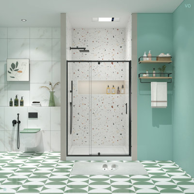 50-54" W X 71" H Piovt Swing Glass Shower Door,Pivot Frame Sliding Shower Door With 1/4"(6Mm) Clear SGCC Tempered Glass,Shower Doors,Reversible Installation