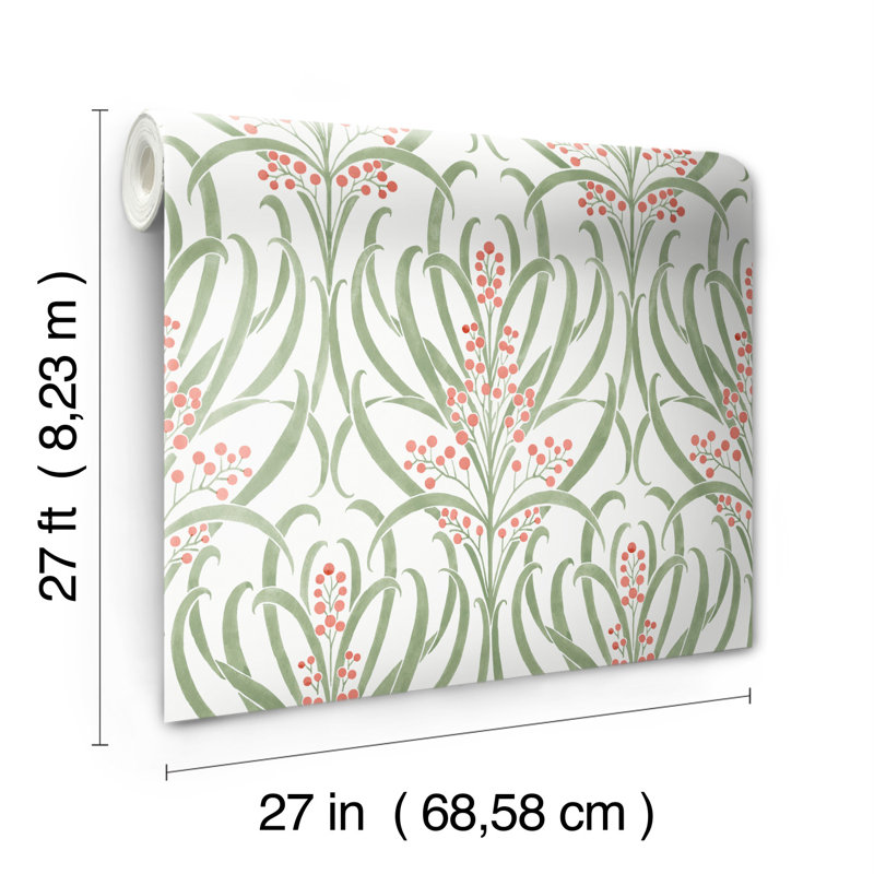 Rouleau de papier peint L 27 pi x l 27 po Calluna Arts and Crafts, Blanc / baie
