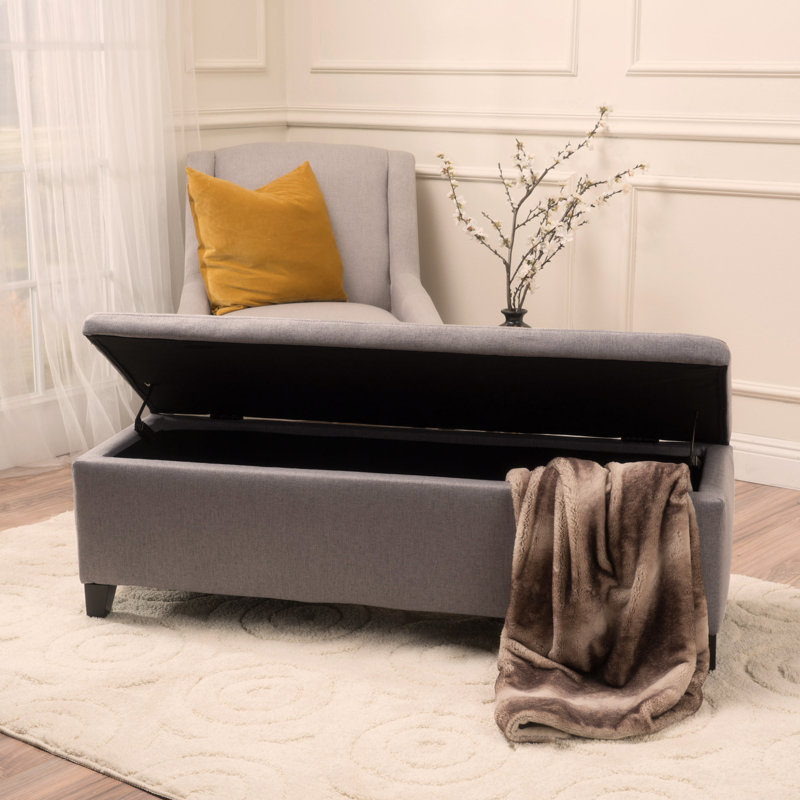 Banc de rangement rembourré Schmit, Gris foncé, 16.25" H x 51.25" W x 17.50" D