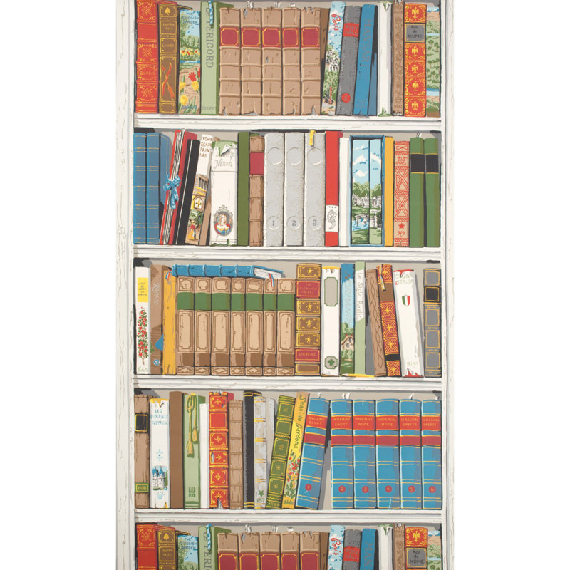 Bibliotheque 30' L x 29" W Wallpaper Roll, Brown/Green/Blue