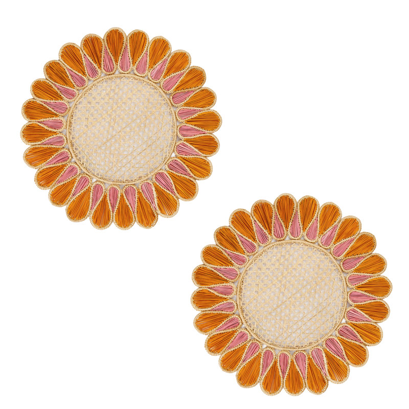 Drops Placemat - Set of 2, Mustard/Pink