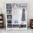 Modern Wooden Hall Tree with Seating Bench, Storage Cabinets, Adjustable Shelf and Metal Hooks-1423397767