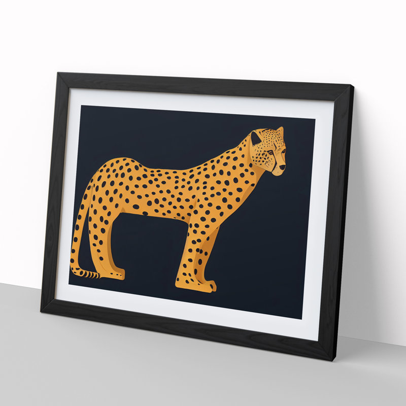 Beauteous Cheetah - Single Picture Frame Print, 46cm H x 64cm W x 2cm D, Black