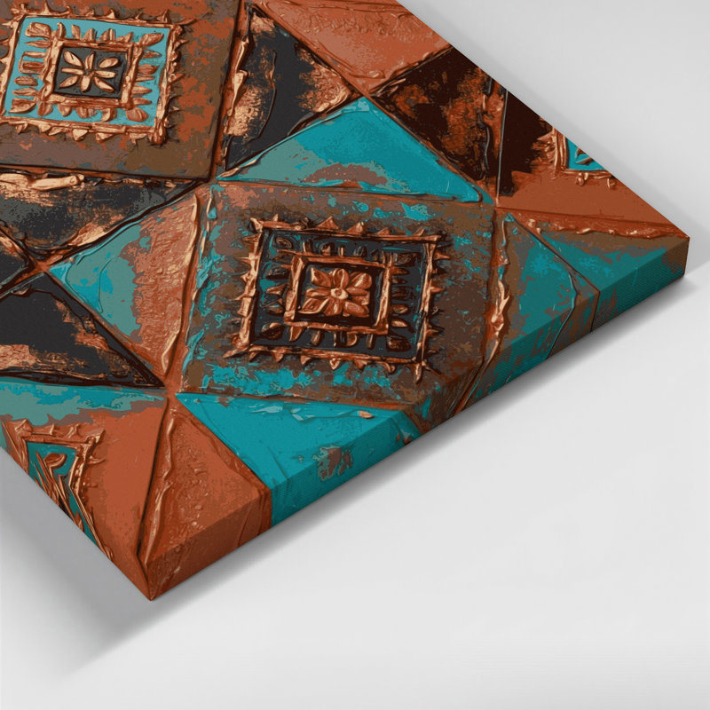 «Southwestern Patterns Zuni Diamonds 241», art mural sur toile brune, H 20 po x l 30 po