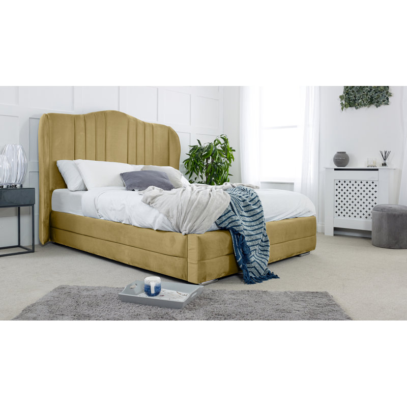Justa Upholstered Bed, Small Double (4'), Beige