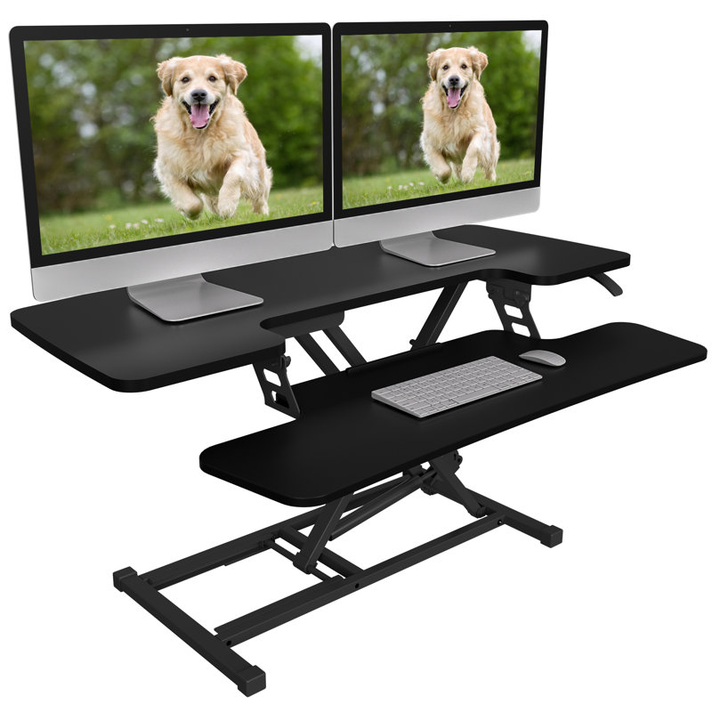 Convertisseur de bureau avec plateau à clavier amovible, H 19,7 po x l 40 po x P 24,1 po, Noir