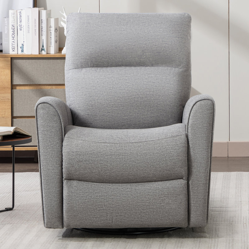 32.3" Wide Modern Comfortable Swivel Manual Recliner Chair, Light Gray