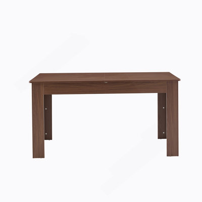 Extendable Rectangular Dining Table, Modern Expandable Kitchen Table With 2 Drop Leaves, Walnut Finish, Space-Saving Dinner Table For Small To Large Family, Dining Room & Living Room