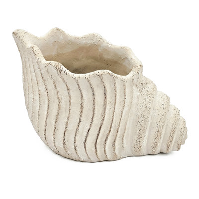 11.5X7x7 Inches Sand And Cement Shell Planter Suitable For Trailing Plants In A Bohemian Setting