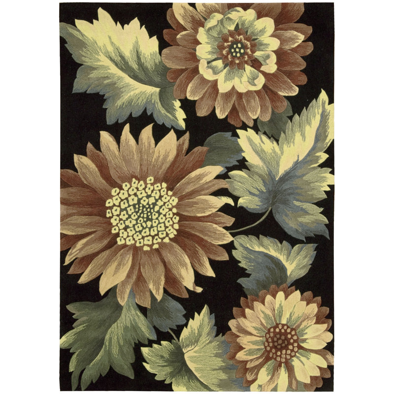 Tapis noir touffeté à la main Alarick, Rectangle 3 pi 6 po x 5 pi 6 po