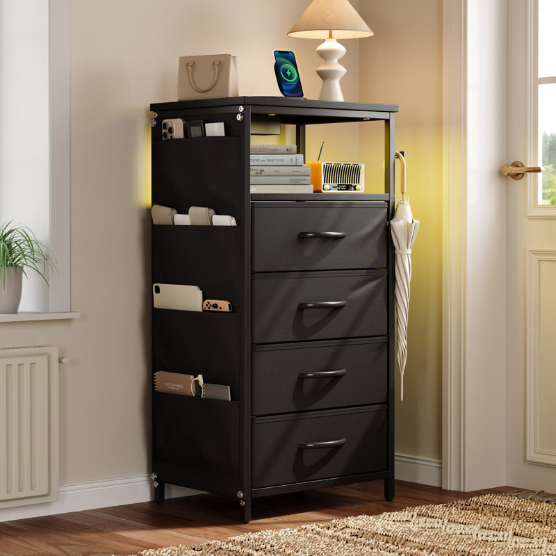 4 Drawer Storage Cabinet, Black
