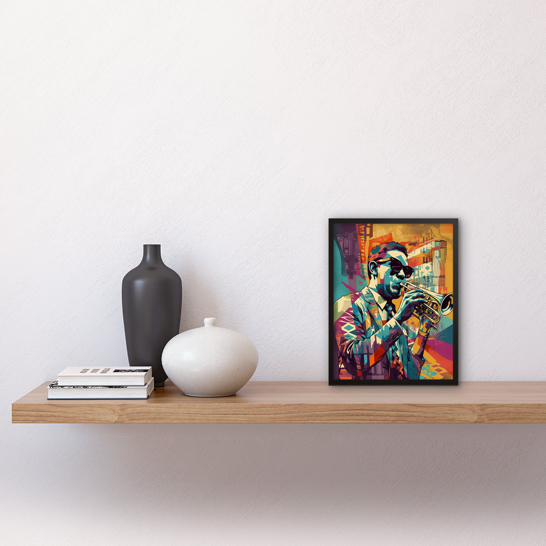 Trumpet Player Jazz Musician With Sunglasses - Single Picture Frame Print