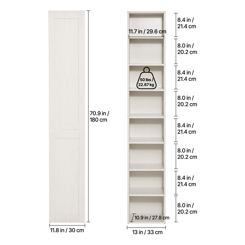 180.1cm H x 33.0cm W Standard Bookcase