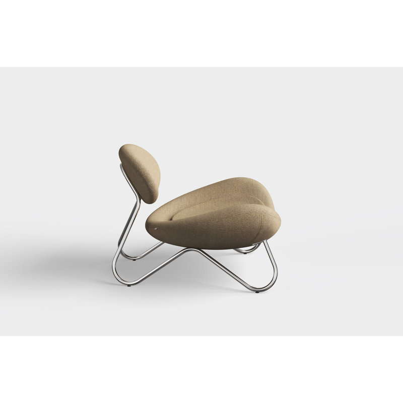 Meadow Lounge Chair, Black Painted Steel Frame, Rose Wool Blend, Chrome
