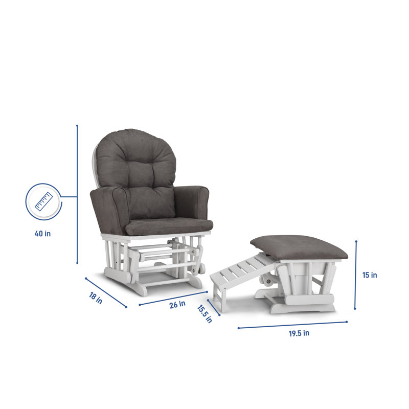 Parker Glider with Ottoman, Gray / White