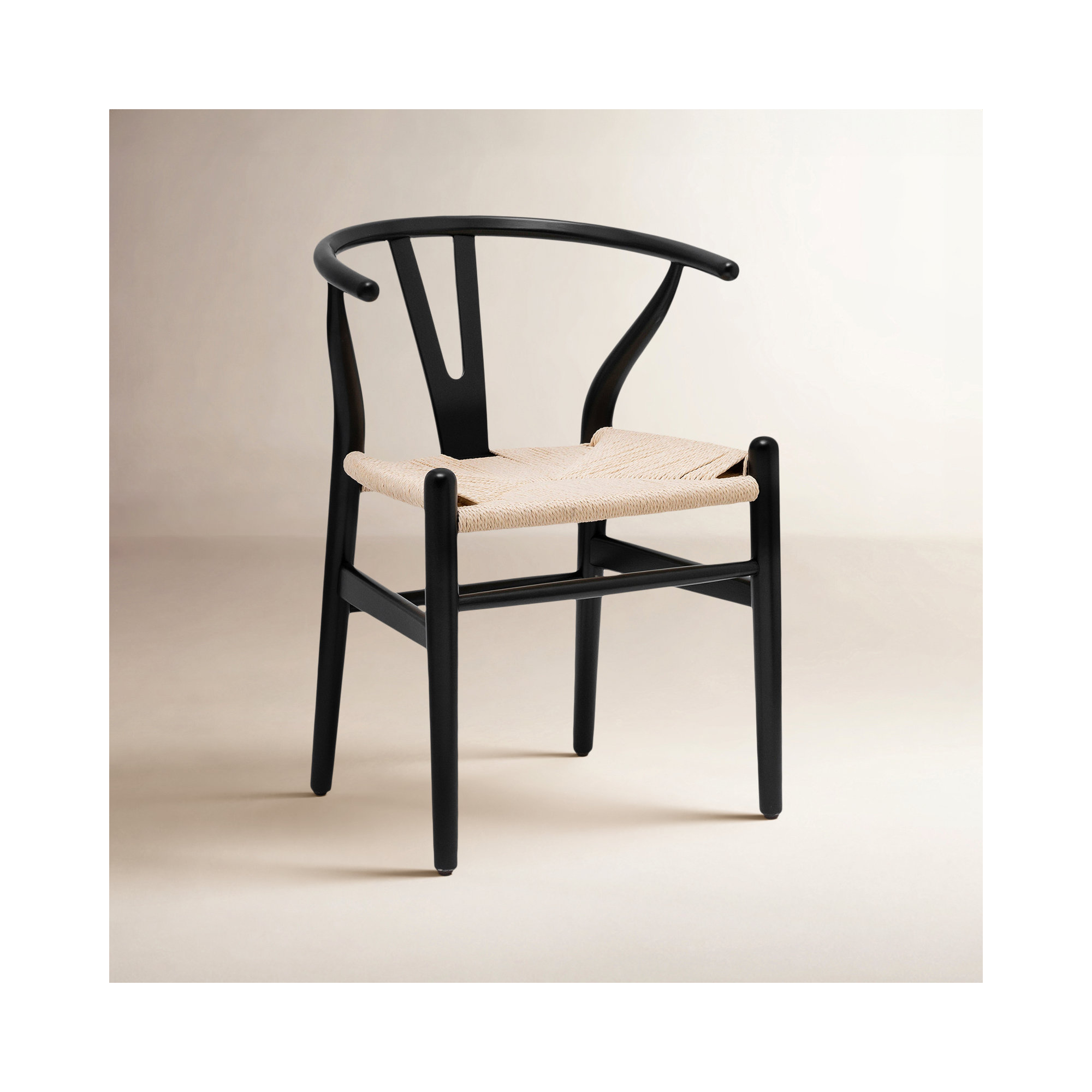Wyn Woven Solid Wood Dining Chair, 2, Black / Natural