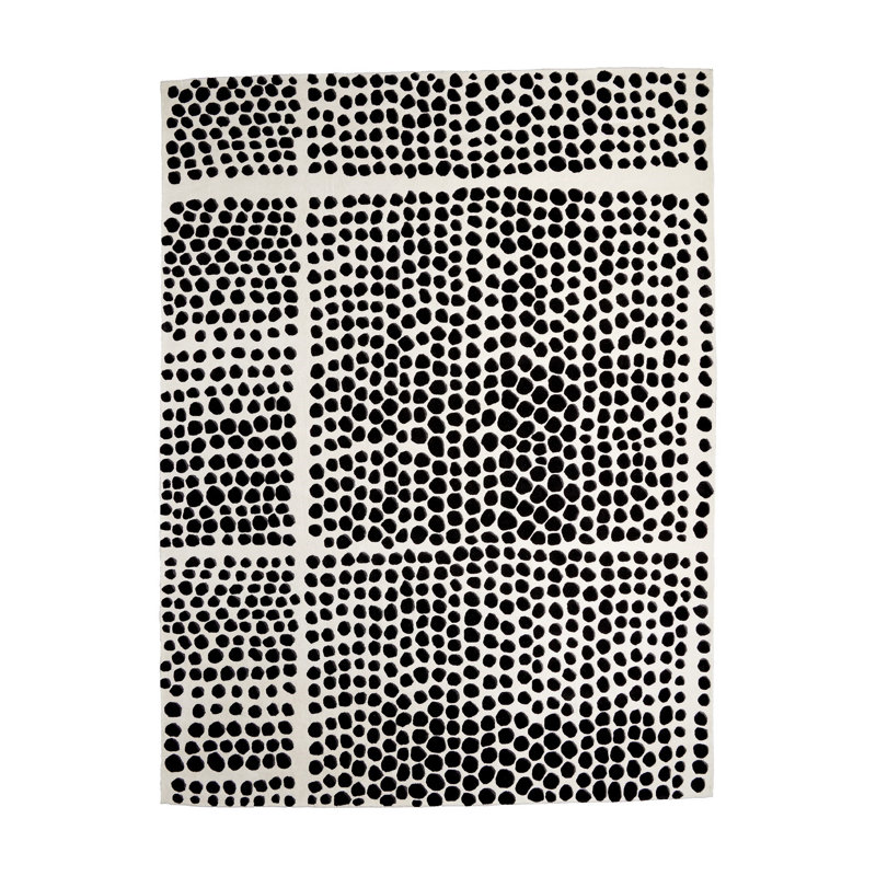 Wool Polka Dots Area Rug in Black, Rectangle 9' x 12'
