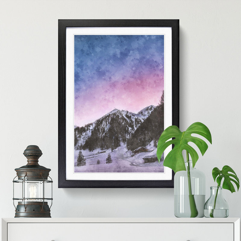 Mountains in Weissenbach Italy - Picture Frame Painting Print, Black Framed, 45cm H x 33cm W x 2cm D