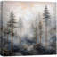 Misty Pine Forest Landscape Artwork, Neutral Woodland Nature Pictures, Framed Canvas Giclee Print Wall Art-126031437-126031435