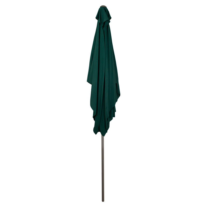 Hunter Green Rectangular Outdoor Patio Umbrella with Hand Crank