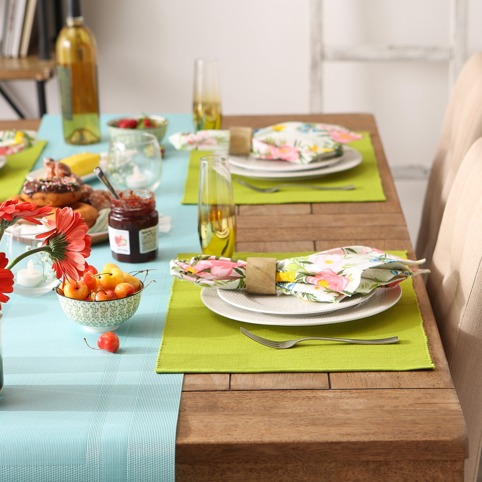 Pumpkin Spice 6 Piece Cotton Placemat Set, Avocado