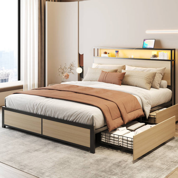 17 Stories Eyve Metal Bookcase Storage Bed & Reviews | Wayfair