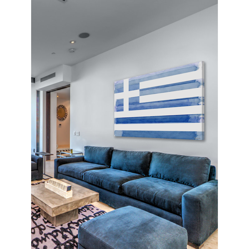 « grec flag » par parvez taj,, reproduction sur toile tendue, H 12 po x l 18 po