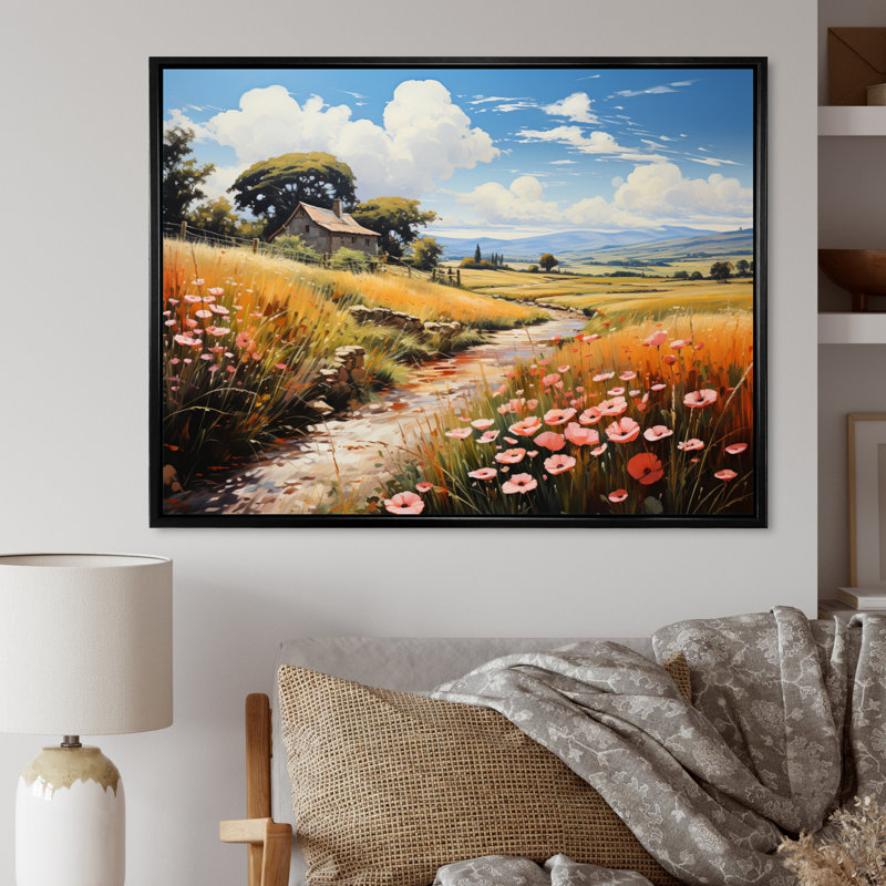" Farm Fauvist Fields I ", H 24 po x l 32 po x P 1 po, Cadre flottant noir