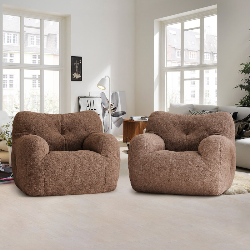 Fauteuil à billes Compression, Peluche café