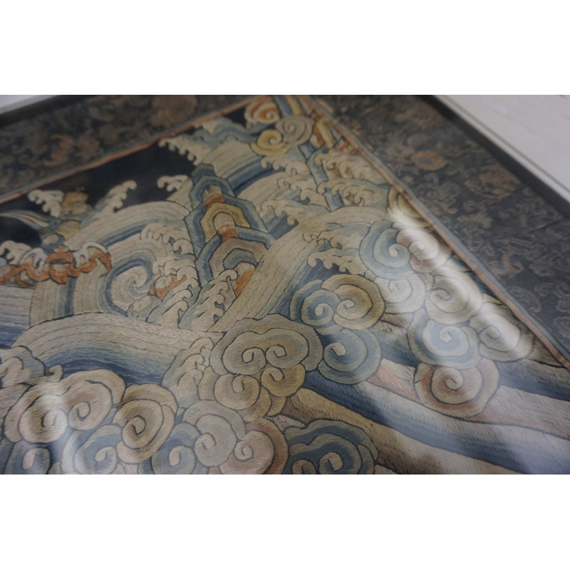 Tapis antique chinois - textile ivoire des années 1850