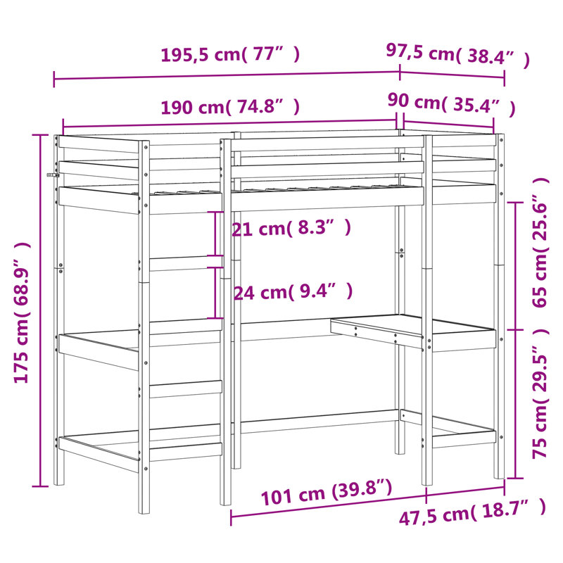 Mirren High Sleepers, Single (3'), White