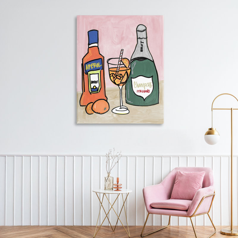 Toile Aperol and Champagne, design par NOLA James, H 40 po x l 30 po
