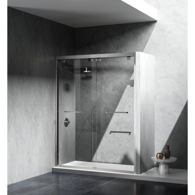 54.33" - 60" W x 76" H Double Sliding Semi-Frameless Shower Door